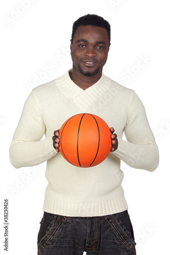 Attractive african man with a basket ball