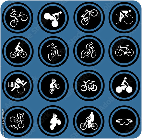 blue signs. Bikes icons.