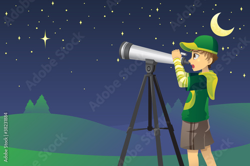 Looking at stars with telescope