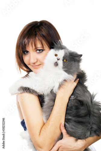 Charming young woman with cat