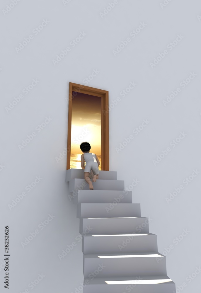 The boy on the stairs