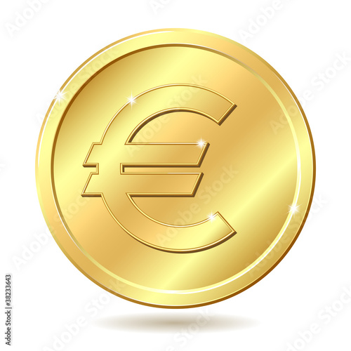 golden coin with euro sign