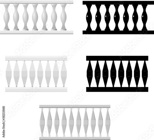 Set  of silhouettes balusters