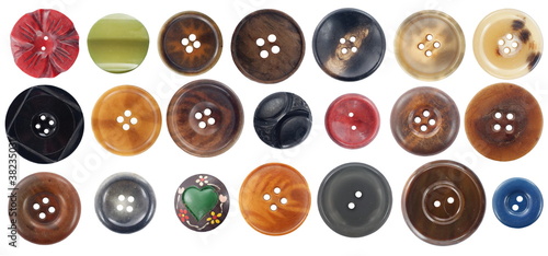 collection of various buttons on white background
