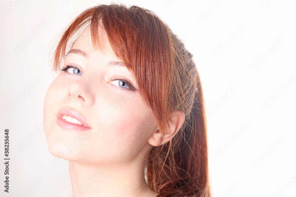 Sensual young smiling woman with beautiful long red hair Sensual young smiling woman with beautiful long red hair