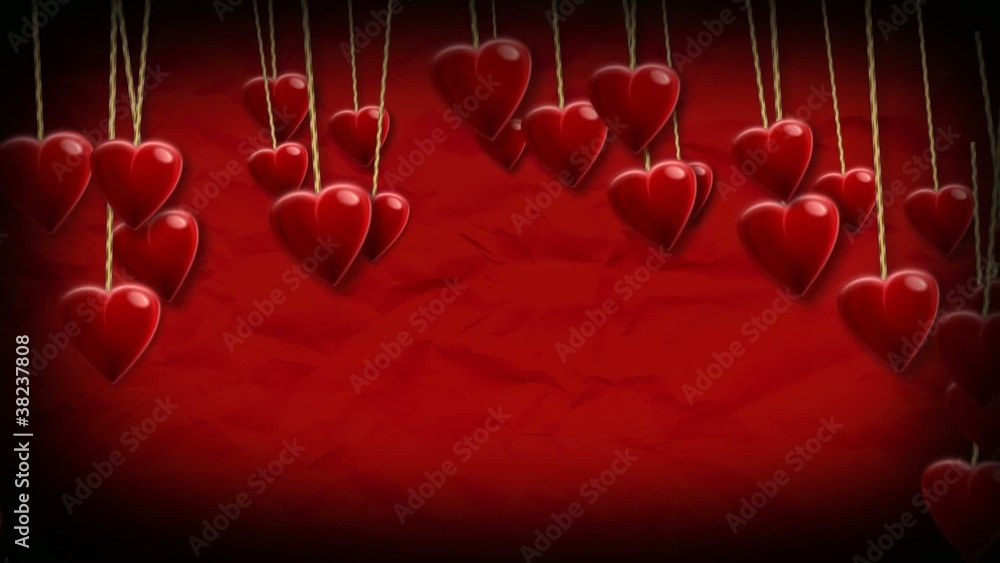 Carte Saint-Valentin fond rouge vidéo animation coeurs