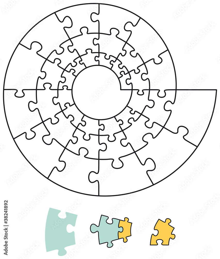 Spiral puzzle with single pieces which can be individually removed and  arranged. Illustration on white background. Vector. Stock Vector | Adobe  Stock