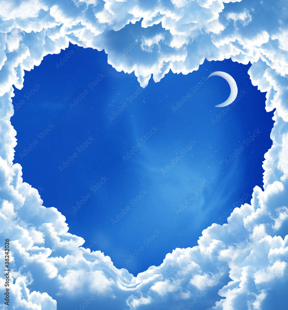 Naklejka premium cloud heart and moon