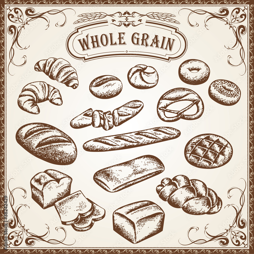 Vector Bakery Set Whole Grain Vector Bakery Set Whole Grain