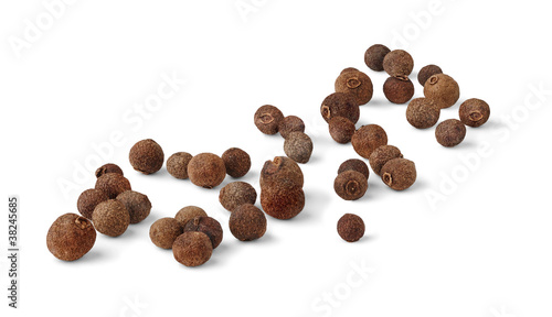 Quadro em tela Isolated spices. Dried allspice fruits on white background