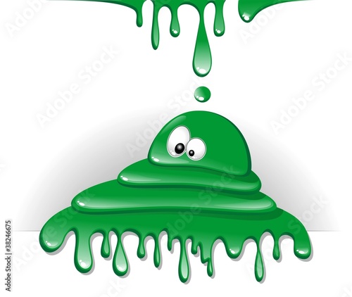 Pittura Verde Cartoon Funny Green Paint Drop-Vector