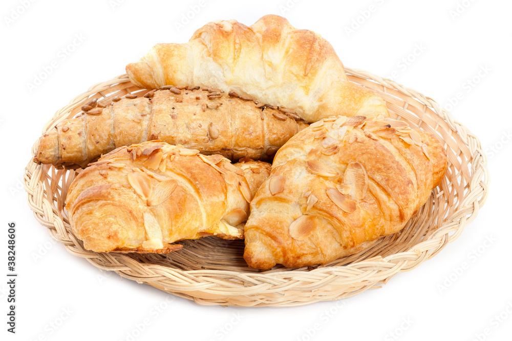 Delicious croissants in a basket