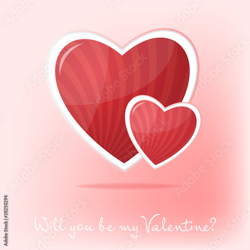 Valentine's day card with two hearts