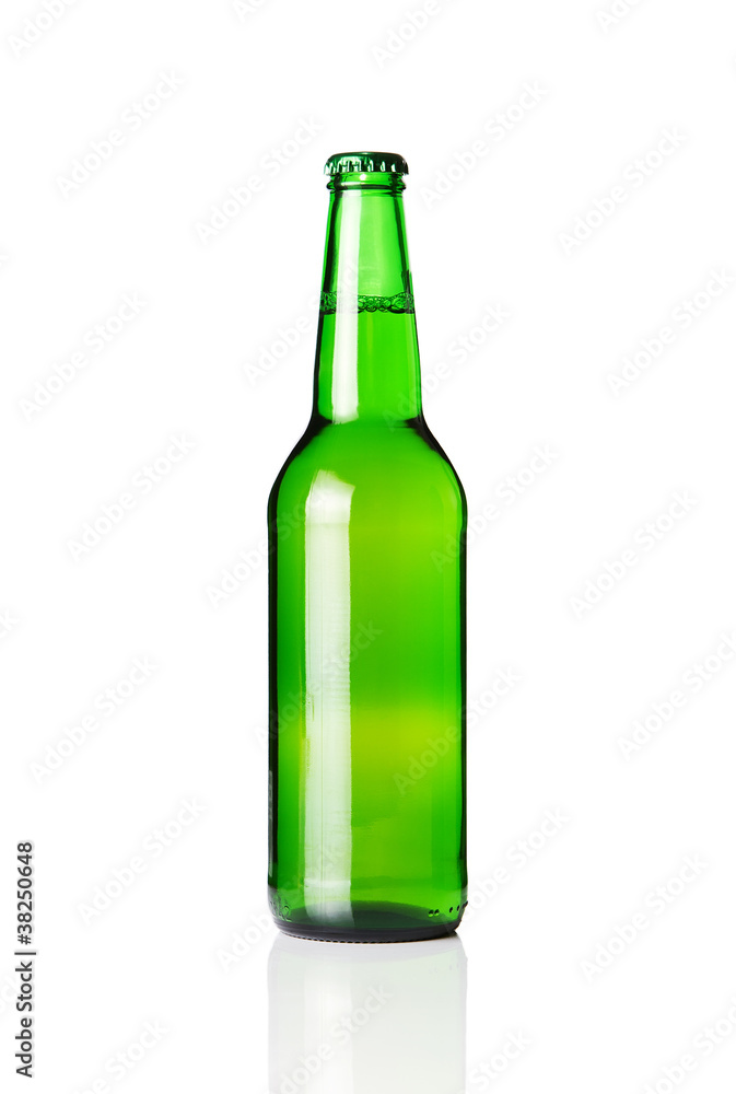 Green beer bottle isolated on white background Green beer bottle isolated on white background