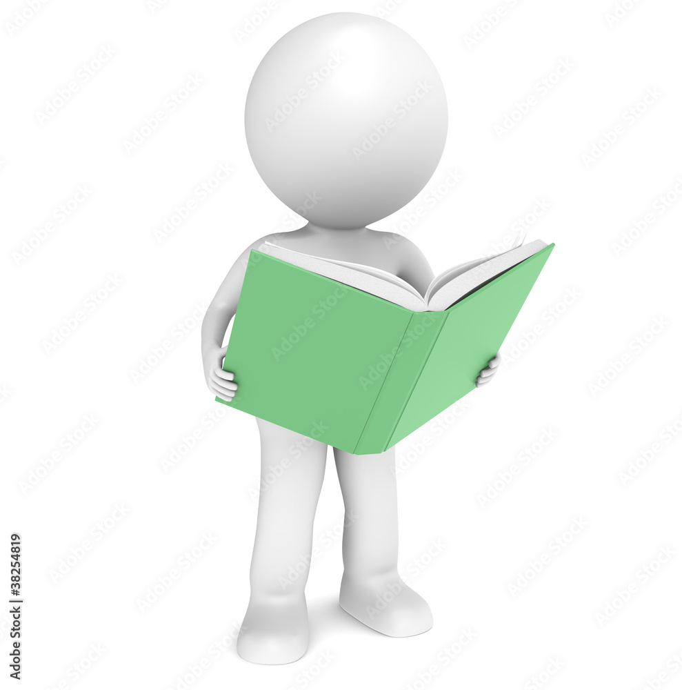 Knowledge. 3D little human character Reading a Book. Knowledge. 3D little human character Reading a Book.