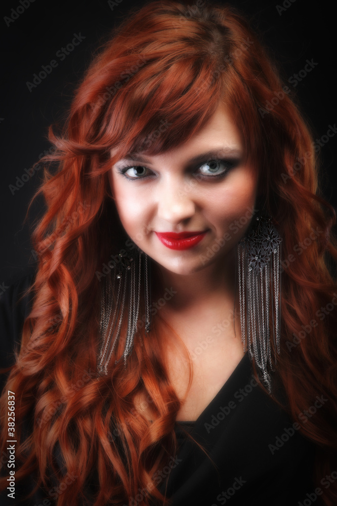 Naklejka premium lovely redhead - Young beautiful red haired woman