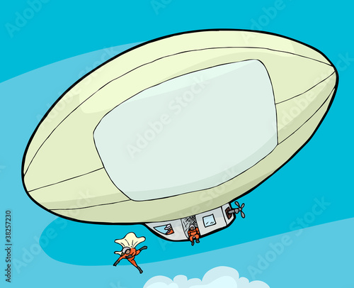 Skydivers on Blimp