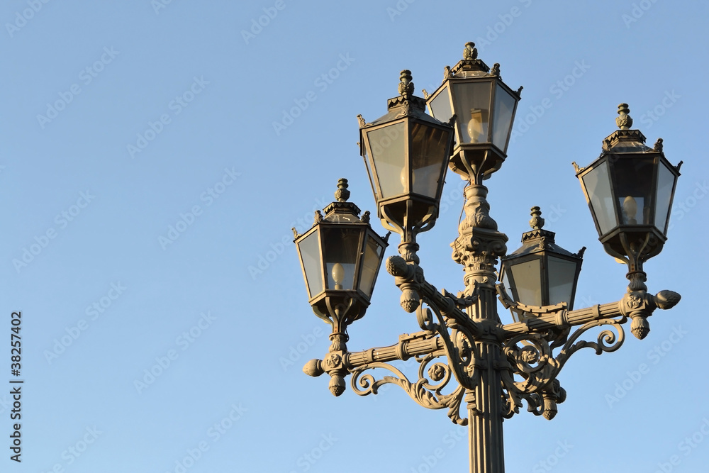 Street lantern on blue sky background Street lantern on blue sky background