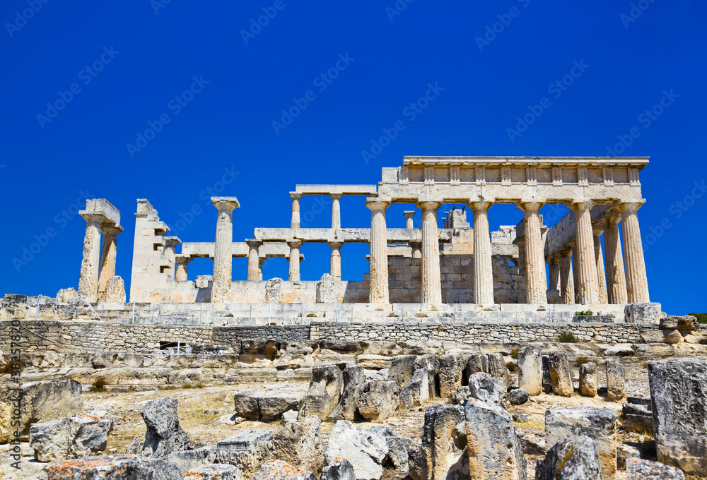 Ruins of temple on island Aegina, Greece