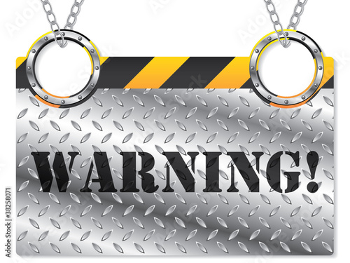 Metallic warning sign photo