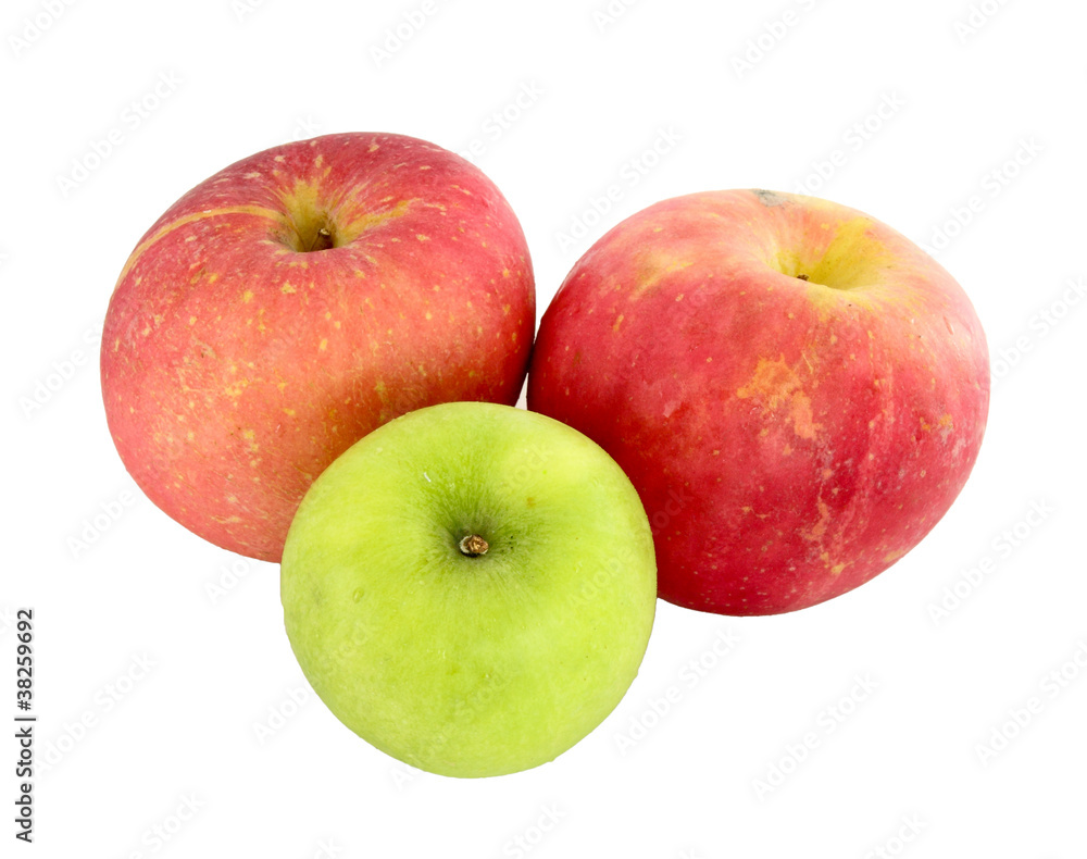green and red apples on white background green and red apples on white background