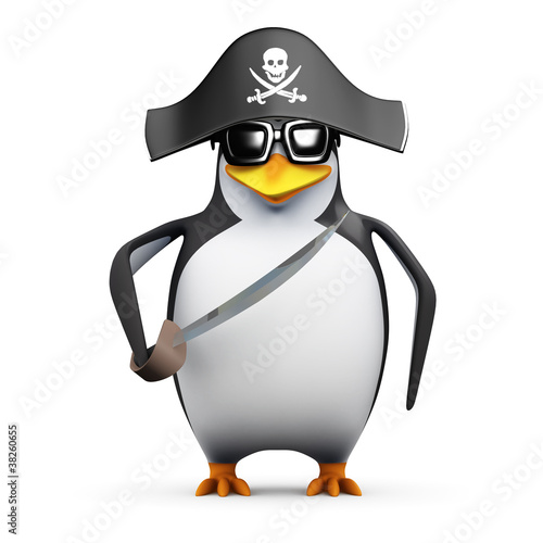 3d Penguin dressed as a pirate for the party © Steve Young