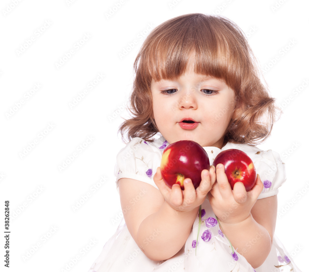 portrait of a little girl eating apples portrait of a little girl eating apples