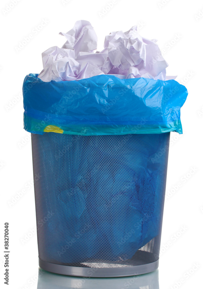 Metal trash bin from paper isolated on white Metal trash bin from paper isolated on white