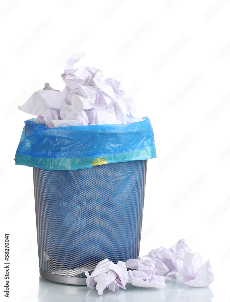 Metal trash bin from paper isolated on white Metal trash bin from paper isolated on white