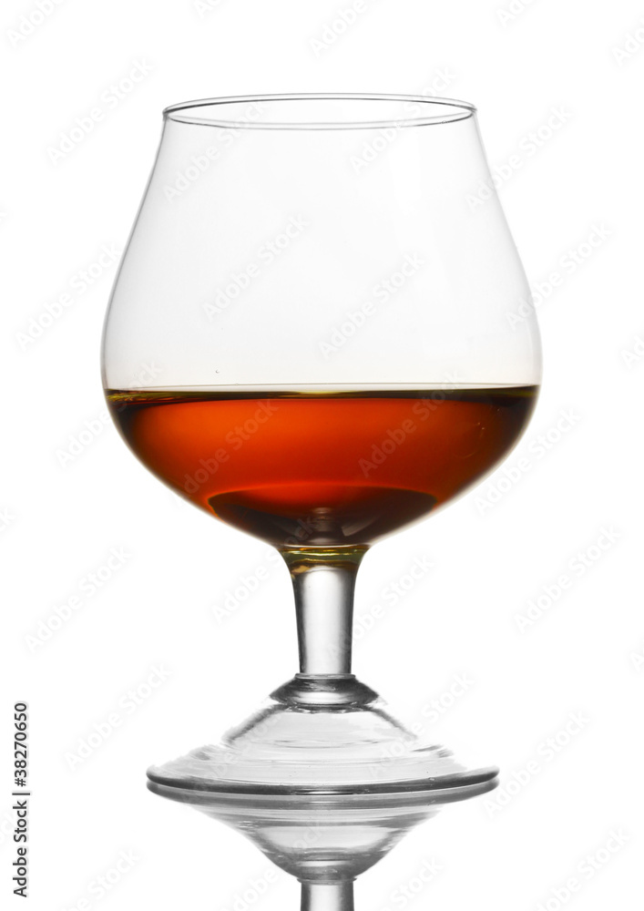 Glass of cognac isolated on white Glass of cognac isolated on white