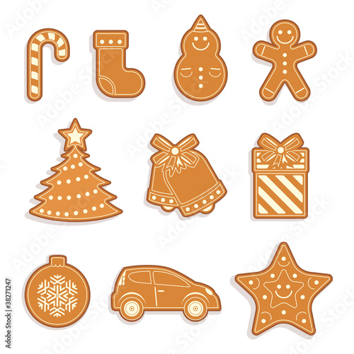 Set of Gingerbread cookies. Christmas cookies.