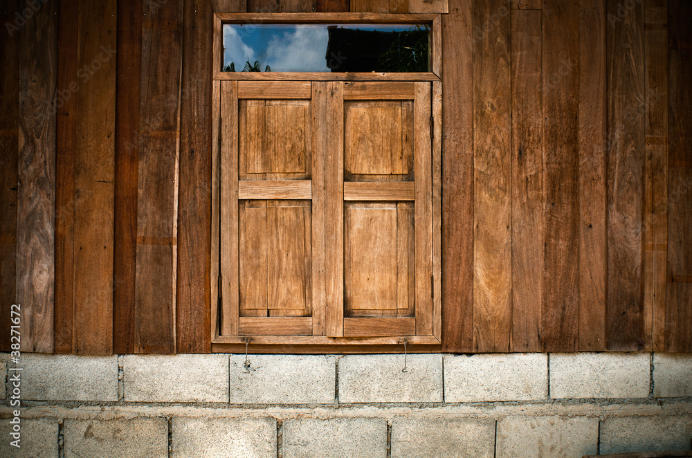 Close old wood window