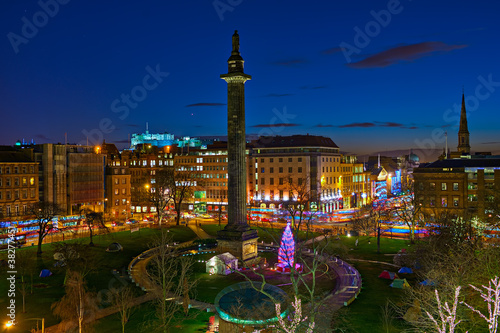 St Andrew's Square, Edinburgh, Scotland, UK, dusk, Christmas