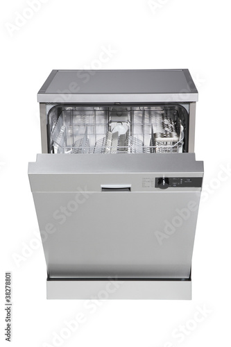 Modern freestanding dishwasher with clipping path.