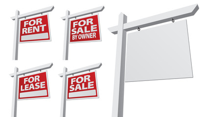 Set of Various Right Facing Vector Real Estate Signs.