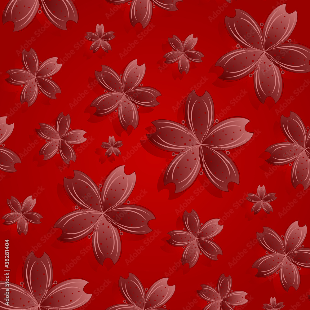 Obraz premium red flowers pattern