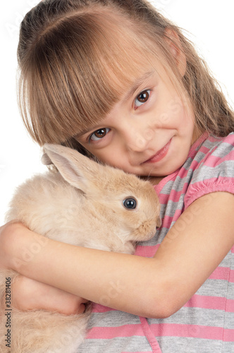 Little girl with rabbit