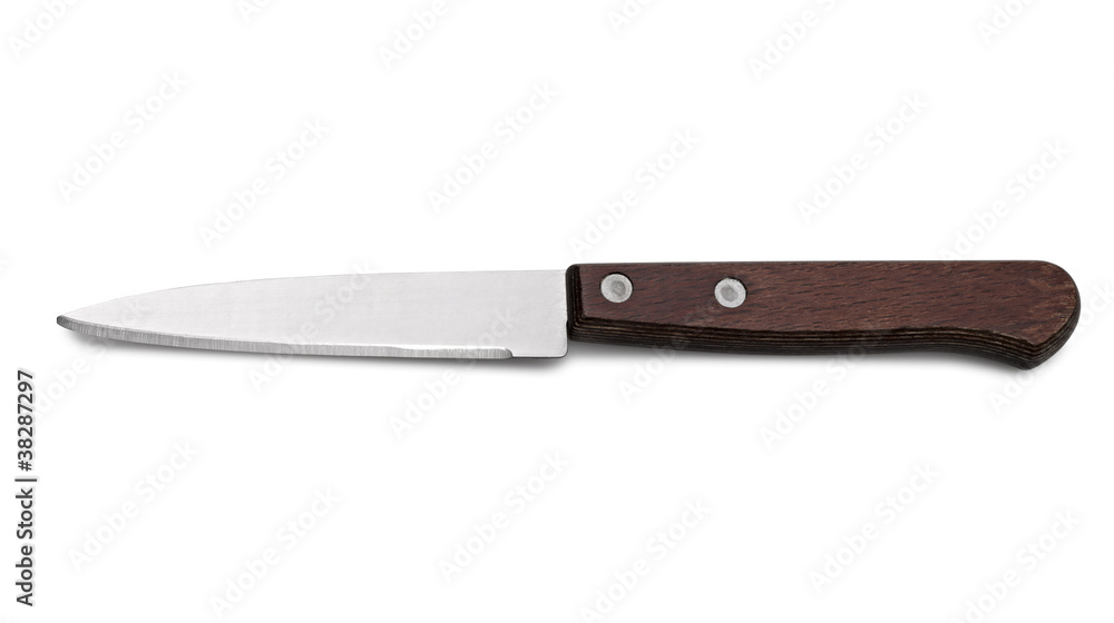 Old kitchen knife on a white background Old kitchen knife on a white background