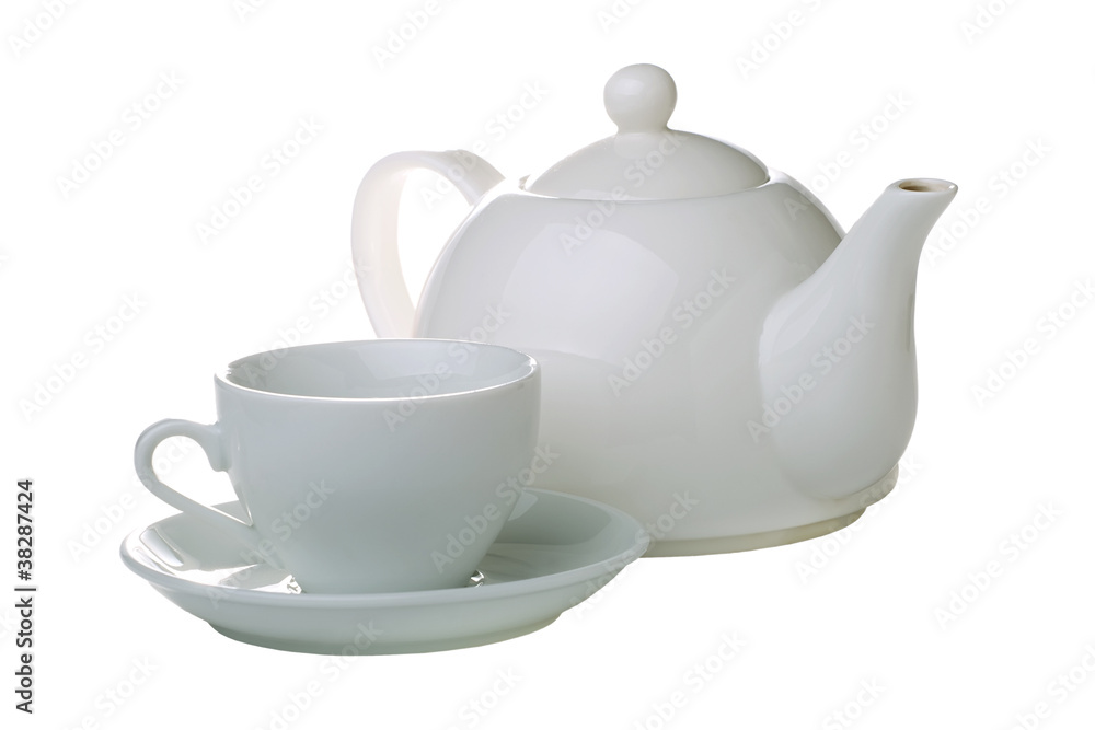 Tea cup with teapot isolated Tea cup with teapot isolated