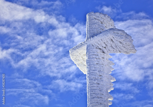 Gipfelkreuz auf dem Grossen Arber im Winter photo