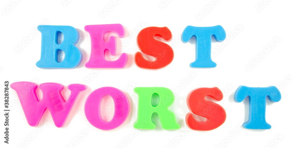 Naklejka premium best and worst written in fridge magnets