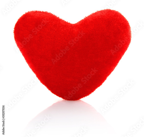 velvety toy heart isolated on white background