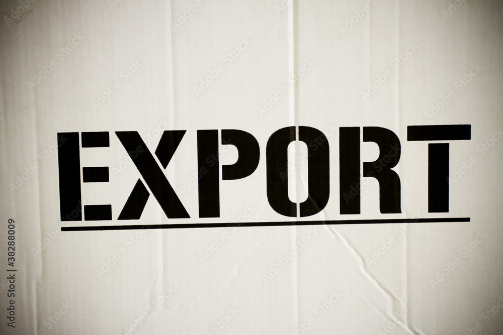 export box, word export printed on brown box surface. export box, word export printed on brown box surface.