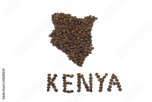 Coffee Beans in the shape of Kenya