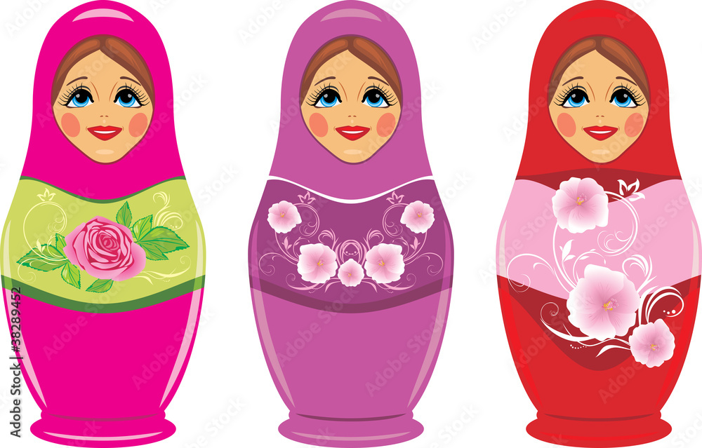 Russian matryoshka dolls isolated on the white