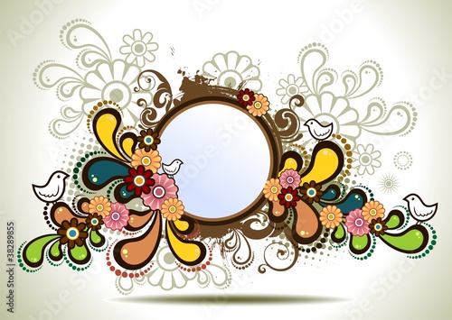 Circle flower and birds