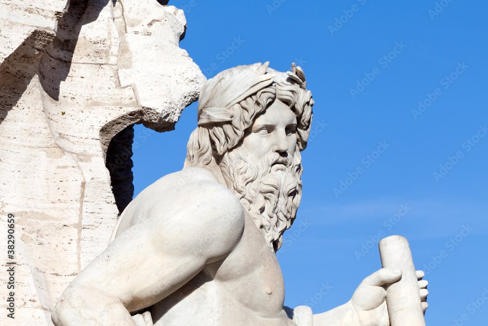 River-god Ganges on the Fountain of the Four Rivers in Piazza Navona Rome Italy