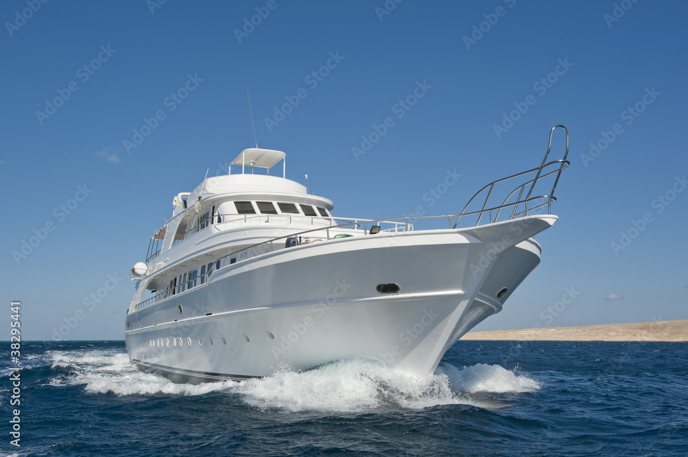 Luxury motor yacht at sea