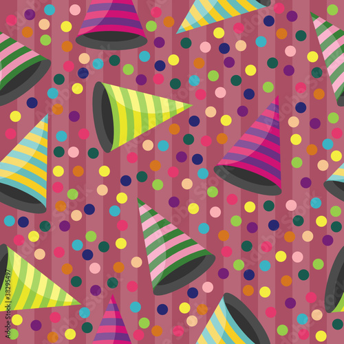 seamless background with strip caps and confetti