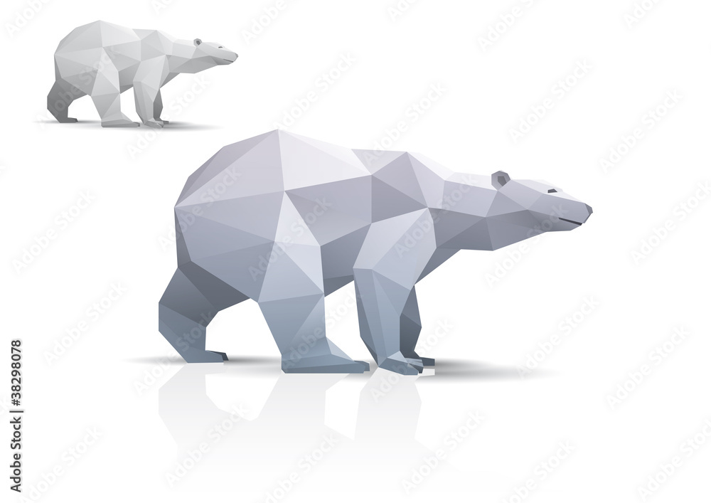 Naklejka premium Polar bear stylized triangle polygonal model
